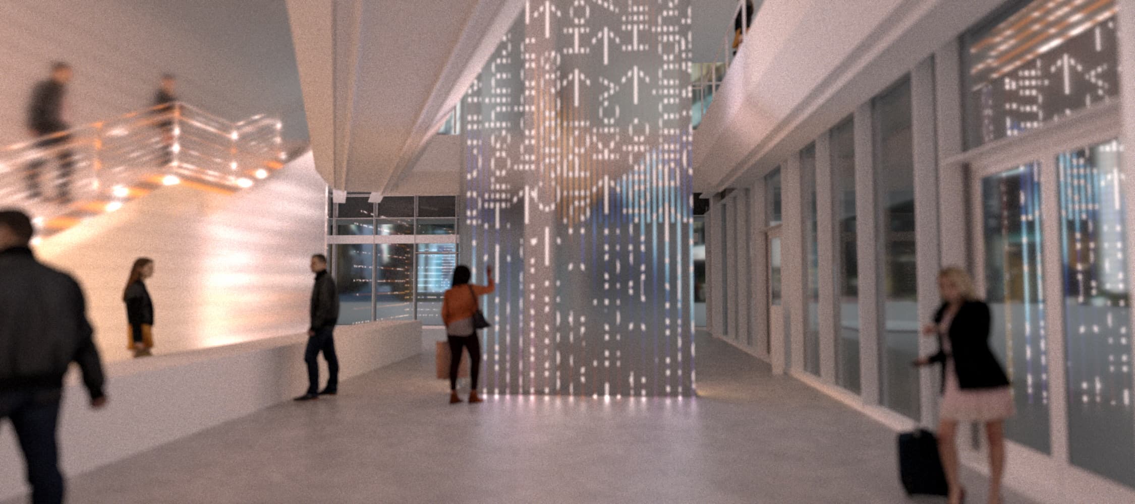 LED tubes in the lobby