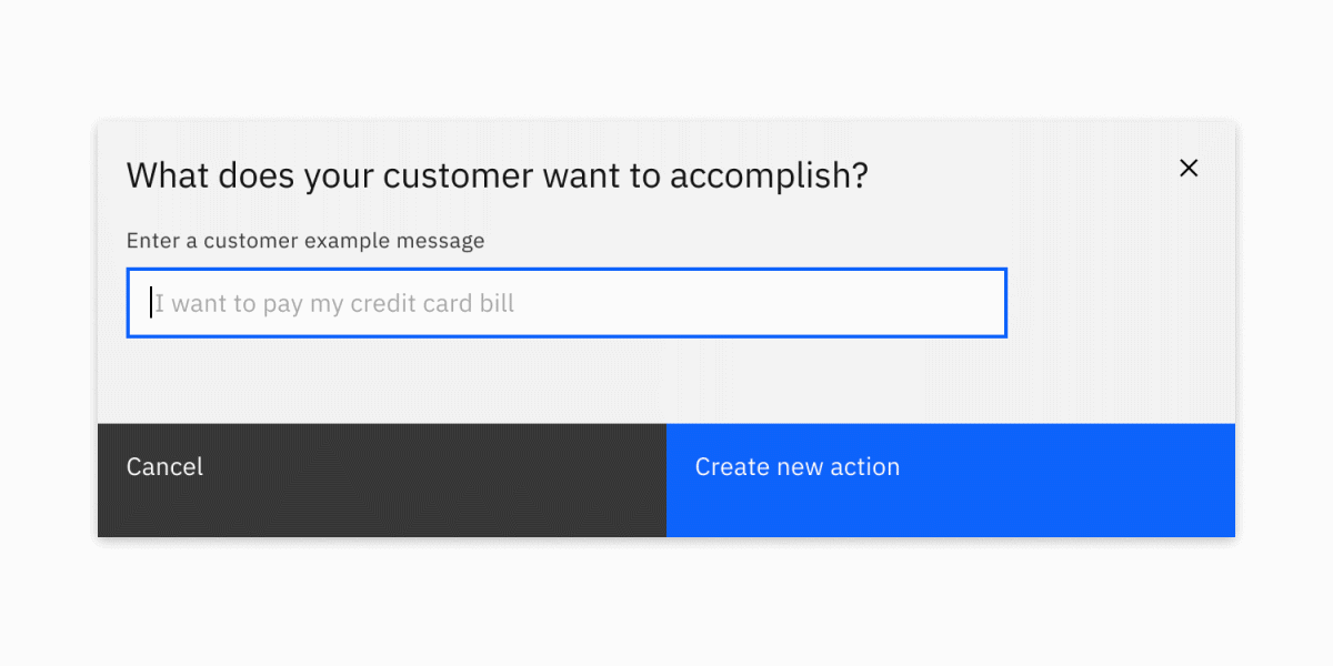 The new Action prompt modal