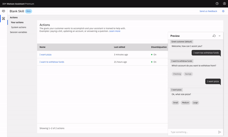 Action tags linking from preview to editor